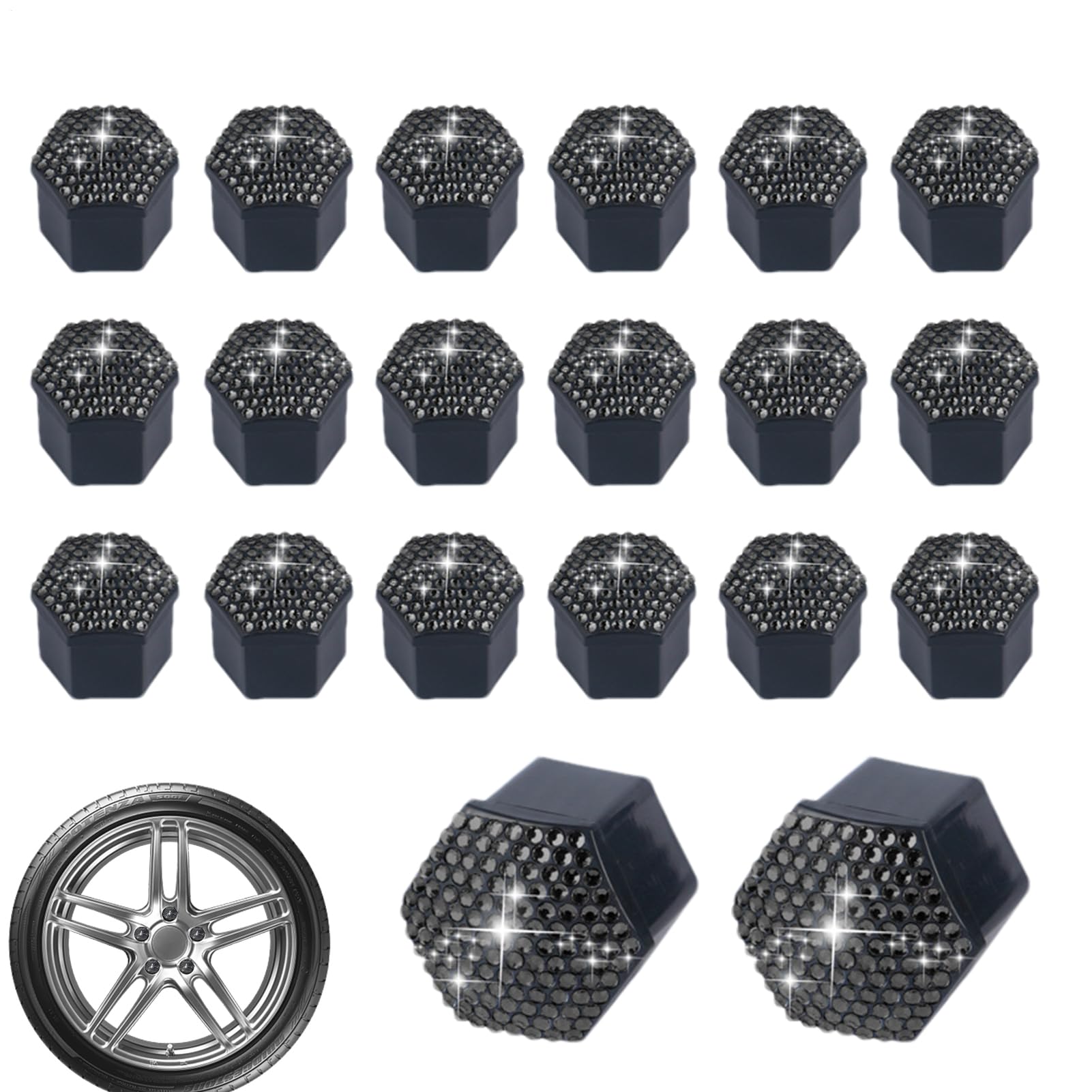 Radmutterabdeckungen | Auto-Reifen-glänzende Bolzenabdeckung, Set mit 20 Stück, dekorative Radmuttern, Anti-Kratz-Kappe für Auto, , LKW, Van, Felgenschutz, Dekoration Radmutterabdeckungen | Auto-Reifen-glänzende Bolzenabdeckung, Set mit 20 Stück, dekorative Radmuttern, Anti-Kratz-Kappe für Auto, , LKW, Van, Felgenschutz, Dekoration von Generisch