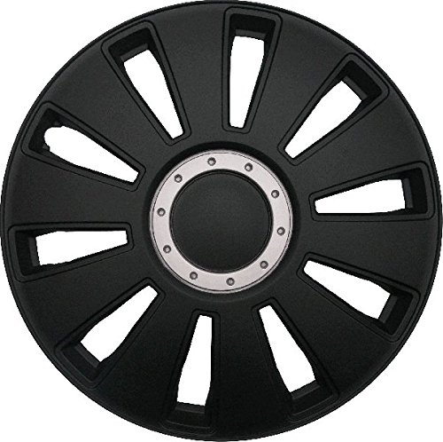 Radzierblenden Radblenden Radkappen (Satz 4 Stück) Alicante 16" - Mattschwarz mit Silberring - 019119 - Set mit Parkscheibe von Generisch
