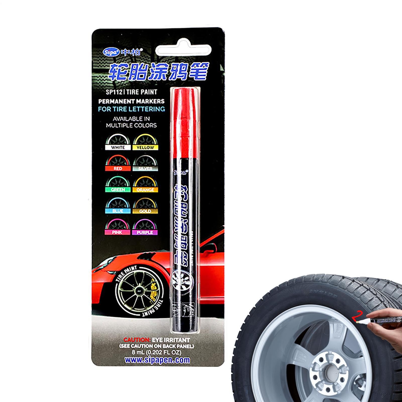 Reifenbeschriftungs-Lackstift – Robuster wasserfester Markierstift für Fahrzeuge, permanenter Autolackstift | Geruchsneutraler Korrekturstift für Segeltuchschuhe, Glasgefäße, Felgen und Außenteile von Generisch