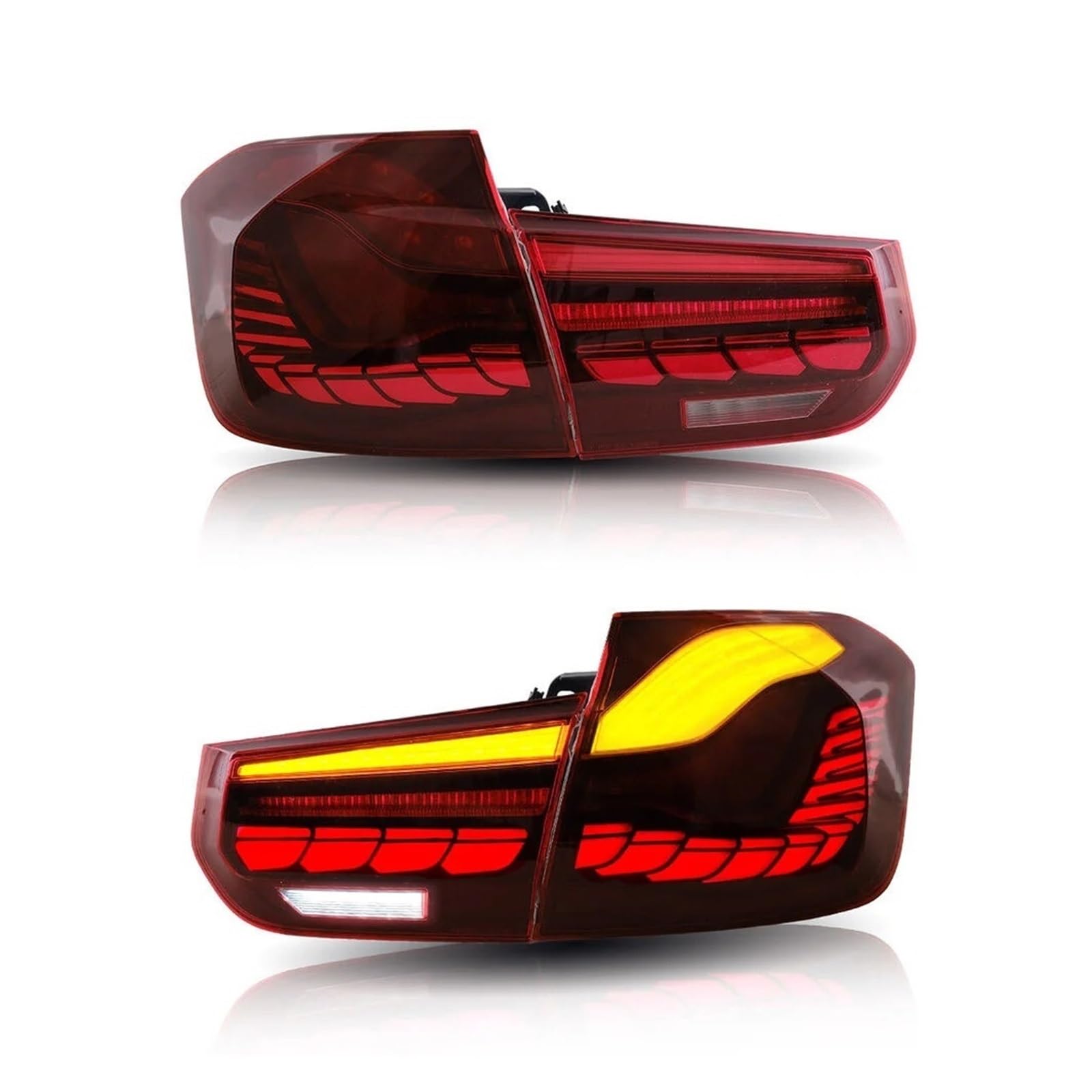 Rücklichtbaugruppen Auto Zubehör Rücklicht Für BMW F30 F35 F80 2012-2018 Für Limousine DRL Nebel Hinten Anhänger lampen drehen Für Signal Voiture Für Stecker Lampe(1SET RED) von Generisch