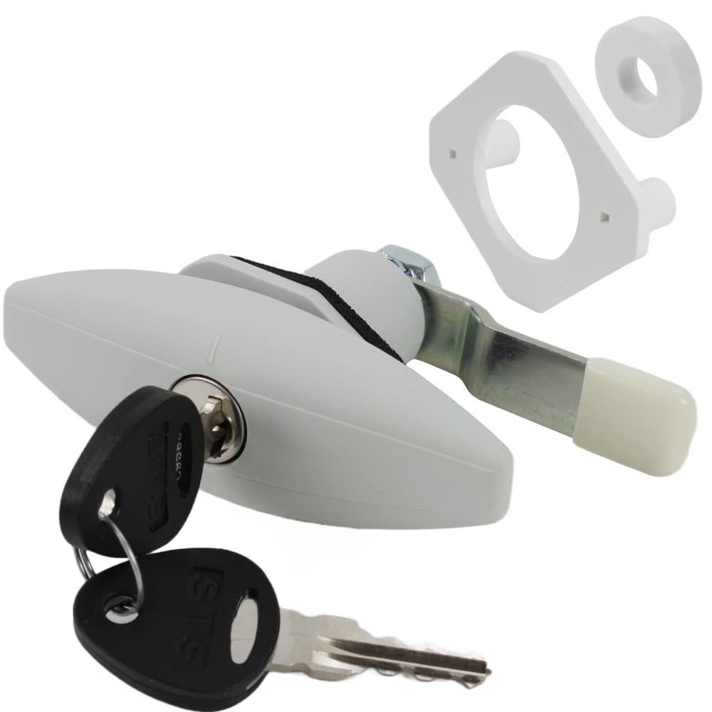 STS Push Lock Klappenschloss Ellipse groß weiß (Farbe FIAT Bianco) für z.B. Serviceklappe Wohnwagen Wohnmobil von Generisch