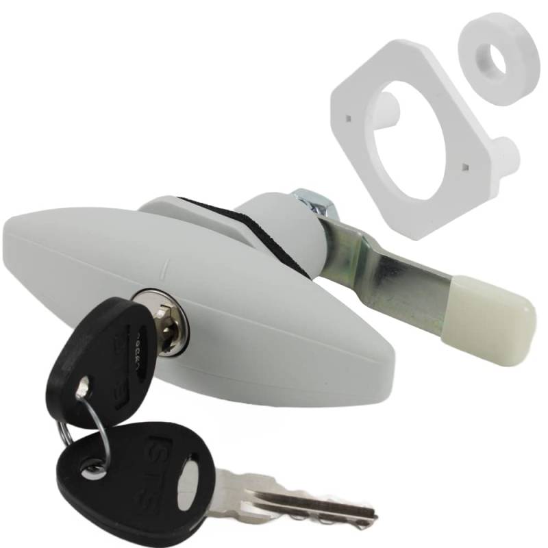 STS Push Lock Klappenschloss Ellipse groß weiß (Farbe FIAT Bianco) für z.B. Serviceklappe Wohnwagen Wohnmobil von Generisch