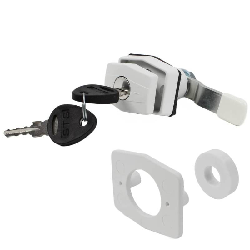STS Push Lock Klappenschloss Hexagon in weiß für z.B. Serviceklappe Wohnwagen Wohnmobil Caravan Boot von Generisch