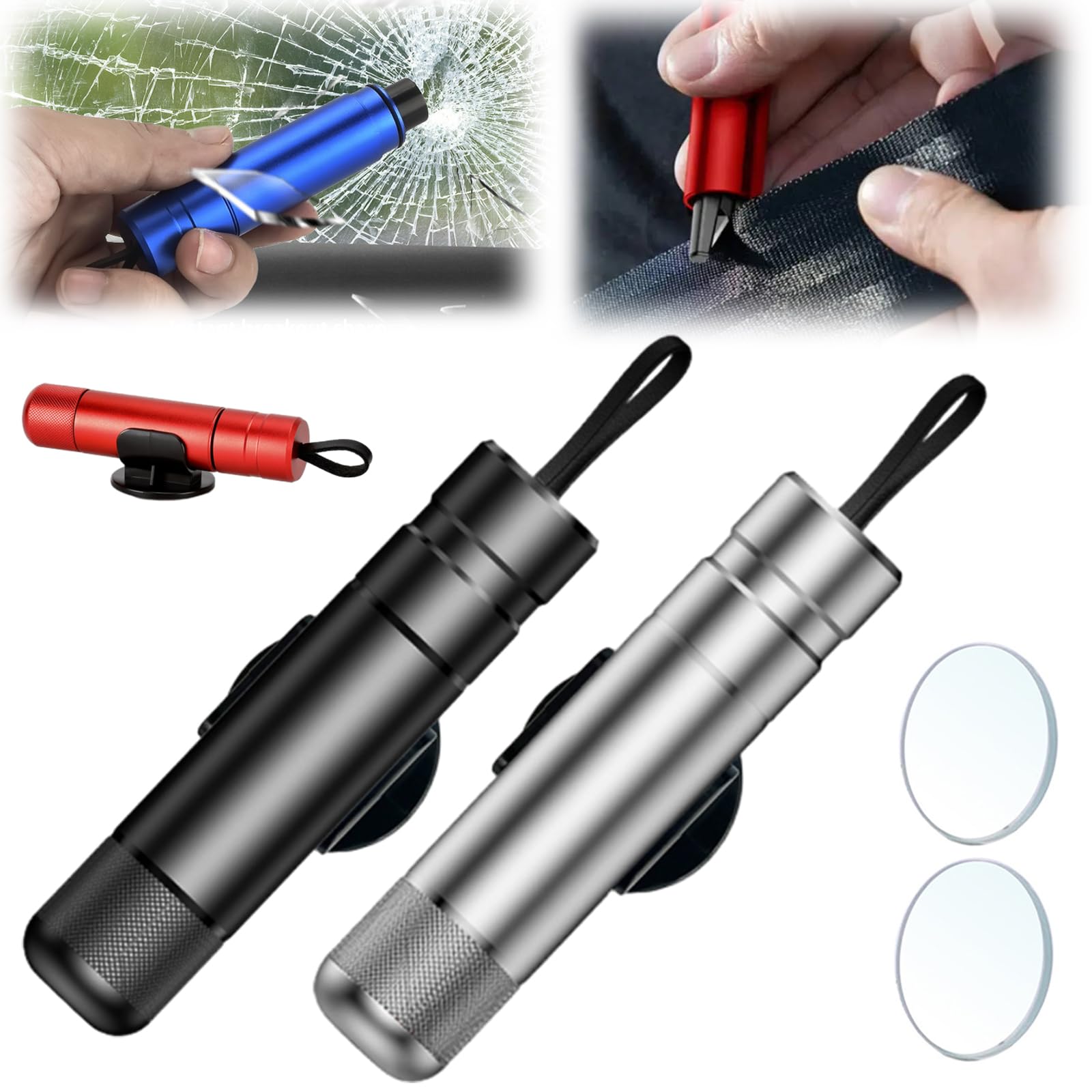 Safe Pro X Für Autoscheiben, Safepro X Notfallhammer, Safety First 24 Auto, 2 in 1 Gurtschneider Notfallhammer, Gurtschneider Und Glasbrecher Schlüsselanhänger, Auto Car Hammer (2 Pcs-B) von Generisch