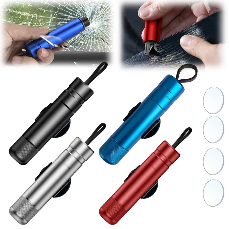 Safe Pro X Für Autoscheiben, Safepro X Notfallhammer, Safety First 24 Auto, 2 in 1 Gurtschneider Notfallhammer, Gurtschneider Und Glasbrecher Schlüsselanhänger, Auto Car Hammer (4 Pcs) von Generisch