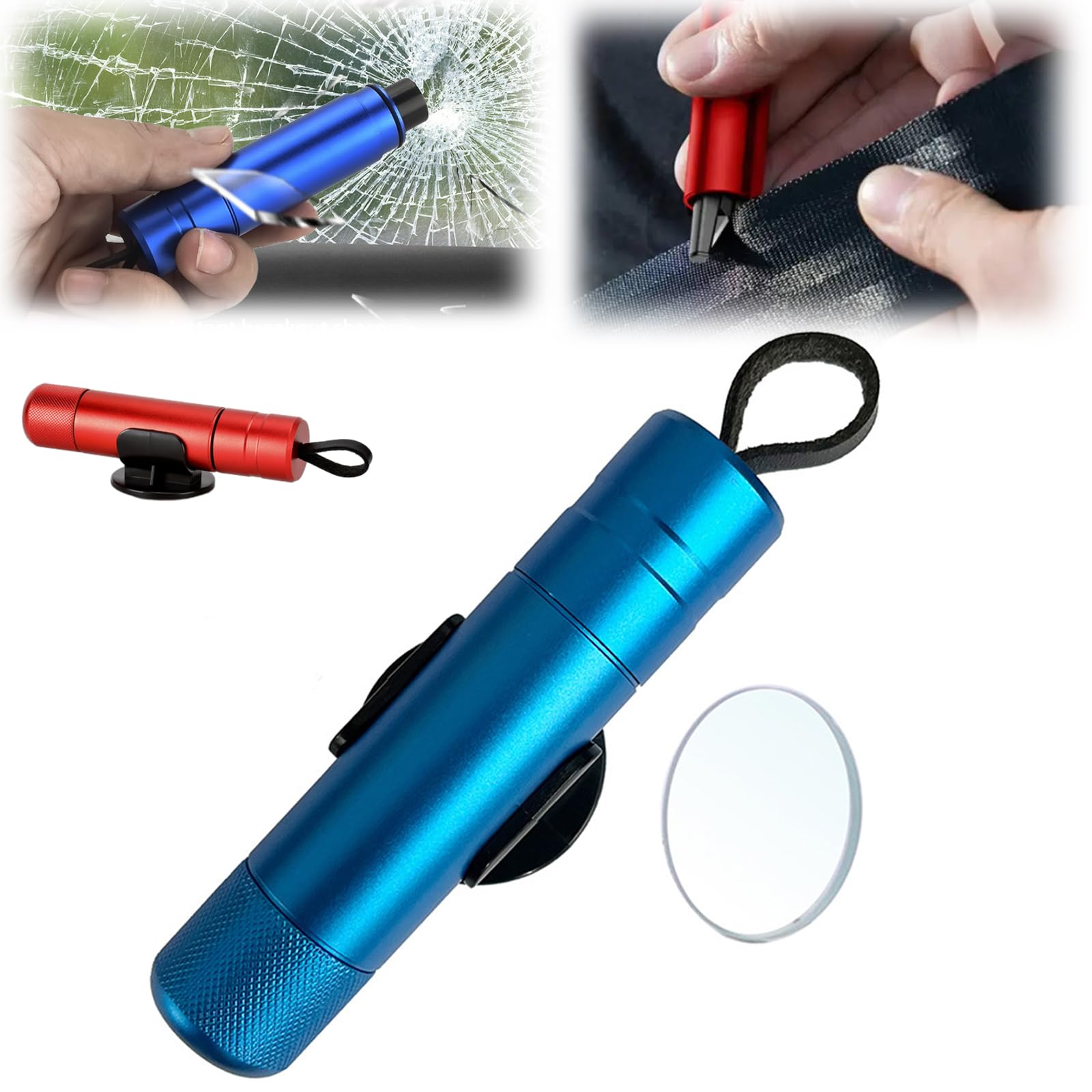 Safe Pro X Für Autoscheiben, Safepro X Notfallhammer, Safety First 24 Auto, 2 in 1 Gurtschneider Notfallhammer, Gurtschneider Und Glasbrecher Schlüsselanhänger, Auto Car Hammer (Blau) von Generisch