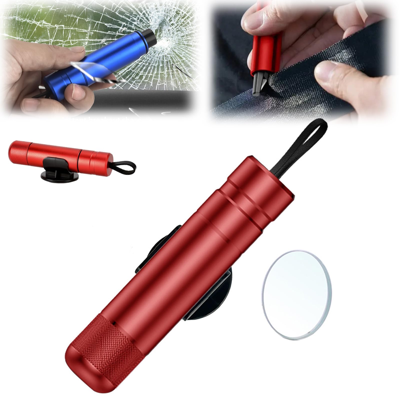 Safe Pro X Für Autoscheiben, Safepro X Notfallhammer, Safety First 24 Auto, 2 in 1 Gurtschneider Notfallhammer, Gurtschneider Und Glasbrecher Schlüsselanhänger, Auto Car Hammer (Rot) von Generisch