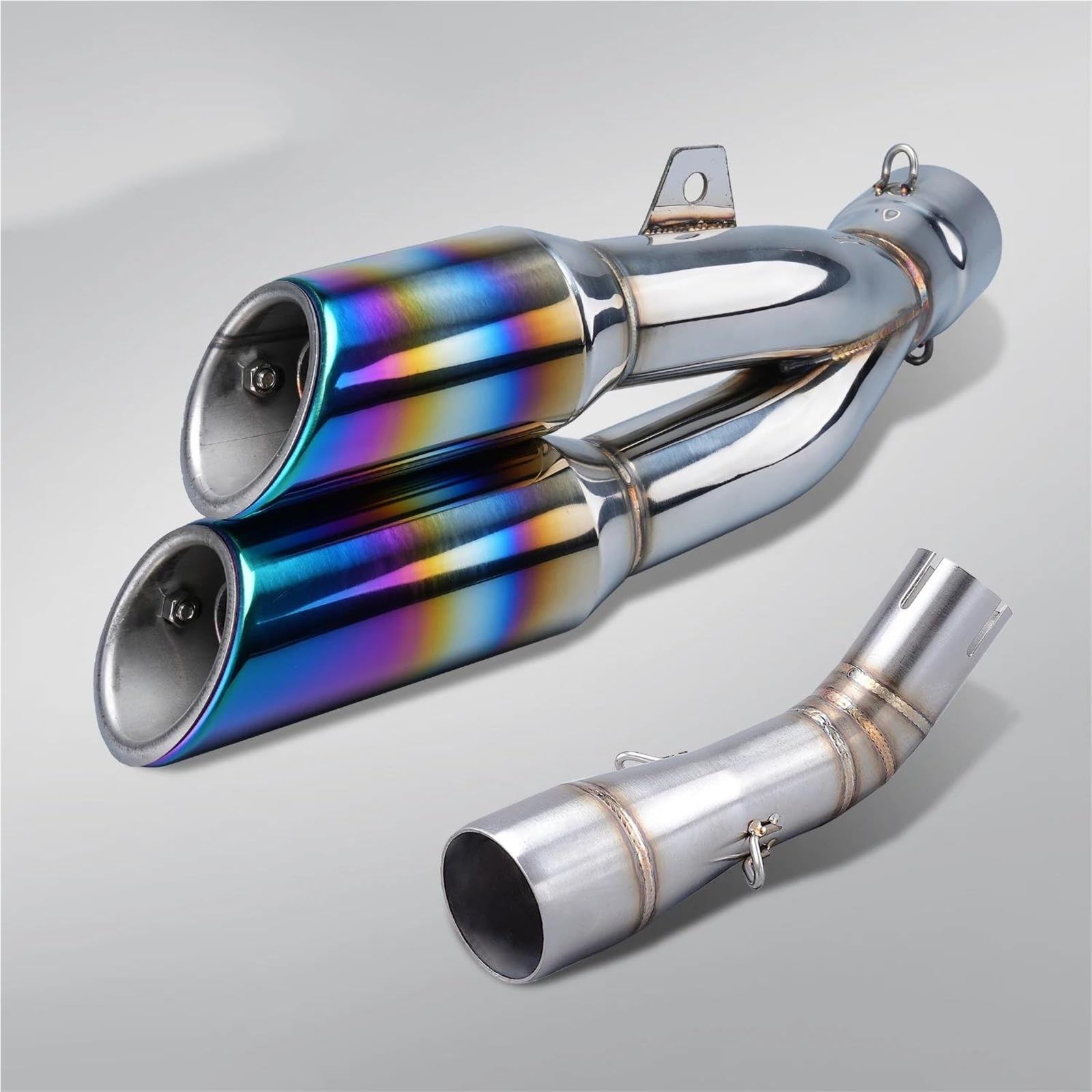 Schalldämpfereinsätze Motorrad Auspuff Schalldämpfer Mittleren Anschluss Rohr Mit Dual Auspuff Für Benelli Für Leoncino 250 502c TRK502C(Style 2) von Generisch