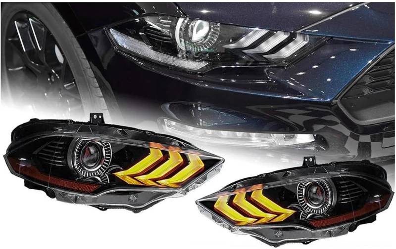 Scheinwerfer Auto Scheinwerfer für ford für mustang 2018 2019 2020 Auto Scheinwerfer Kopf Lampe DRL Projektor Objektiv Autoscheinwerfer von Generisch