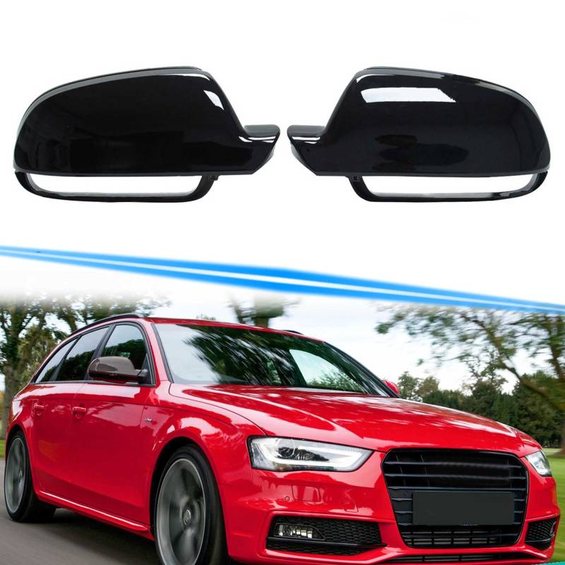 Schwarz Spiegelkappen Außenspiegel Abdeckkappen für Audi A5 8T S5 Coupé Cabrio Sportback mit SideAssist 2009-2015 von Generisch