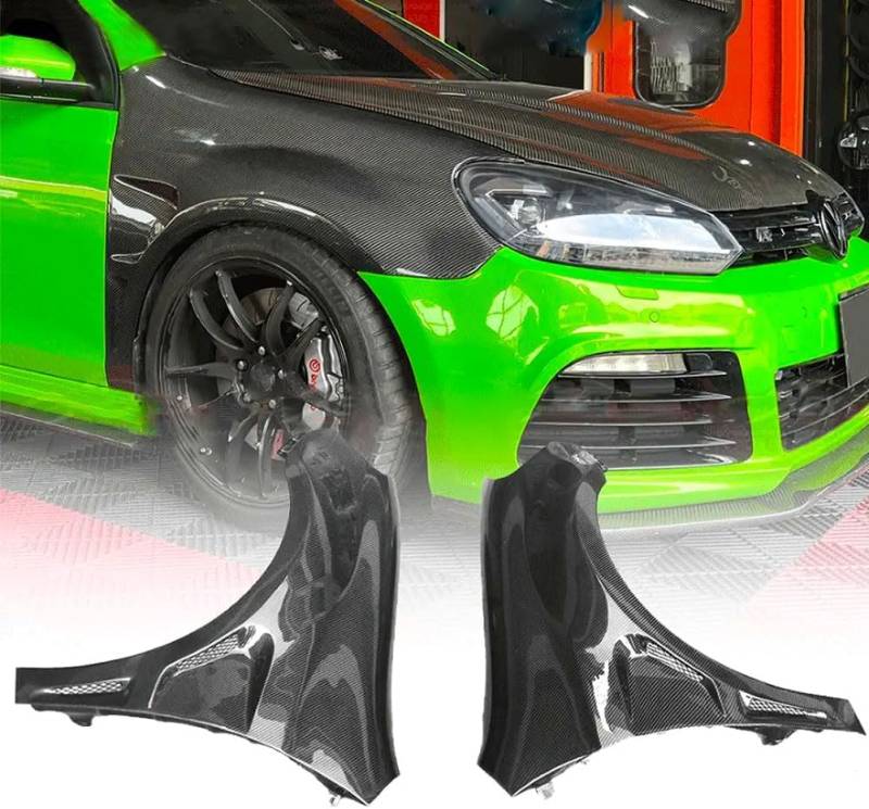 Seitliche Kotflügel-Entlüftung aus echtem Karbonfaser für Volkswagen Golf 6 MK6 GTI R R20 3-Türer 5-Türer Schrägheck 2010–2013 Front-Lufteinlass-Schaufel Abdeckung von Generisch