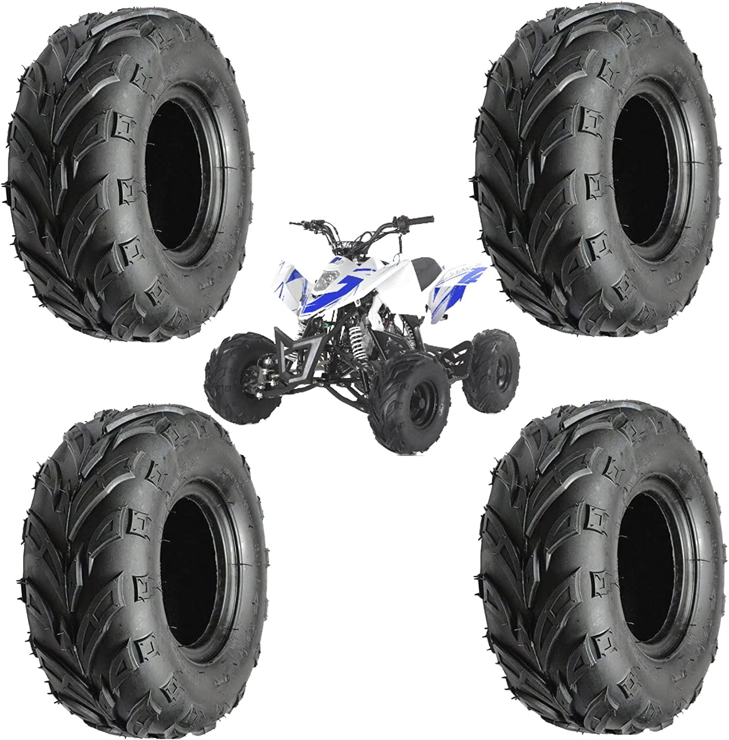 Union Reifen Set mit 4 Reifen 16 x 8-7 16/8.00-7 für ATV Mini Quad, verstärkt, 4 PR von Generisch