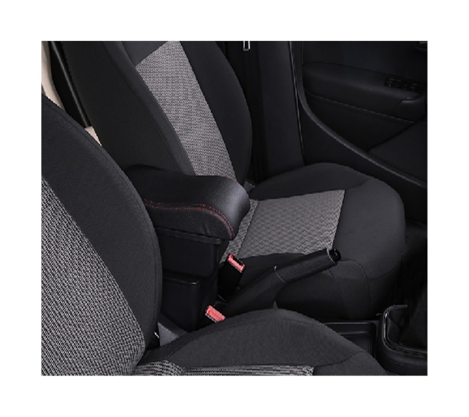 Sitz-Armlehnen-Boxanzug Armlehnenbox Auto-Armlehnenbox Dedizierter Multifunktions-USB für Toyota für Yaris Hybrid 2015 2016 2017 2018 2019 2020 2021(A3,Black red) von Generisch