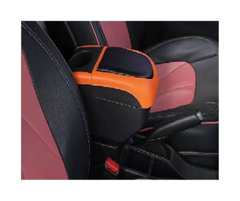 Sitz-Armlehnen-Boxanzug Auto Armlehne Box Frühling Elektrische Armlehne für Mit USB Getränkehalter Zubehör Feder Armlehne Box für Renault KZE(Black-orange) von Generisch
