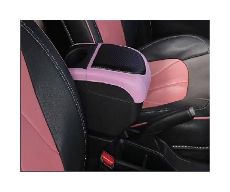 Sitz-Armlehnen-Boxanzug Auto Armlehne Box Frühling Elektrische Armlehne für Mit USB Getränkehalter Zubehör Feder Armlehne Box für Renault KZE(Black-pink) von Generisch