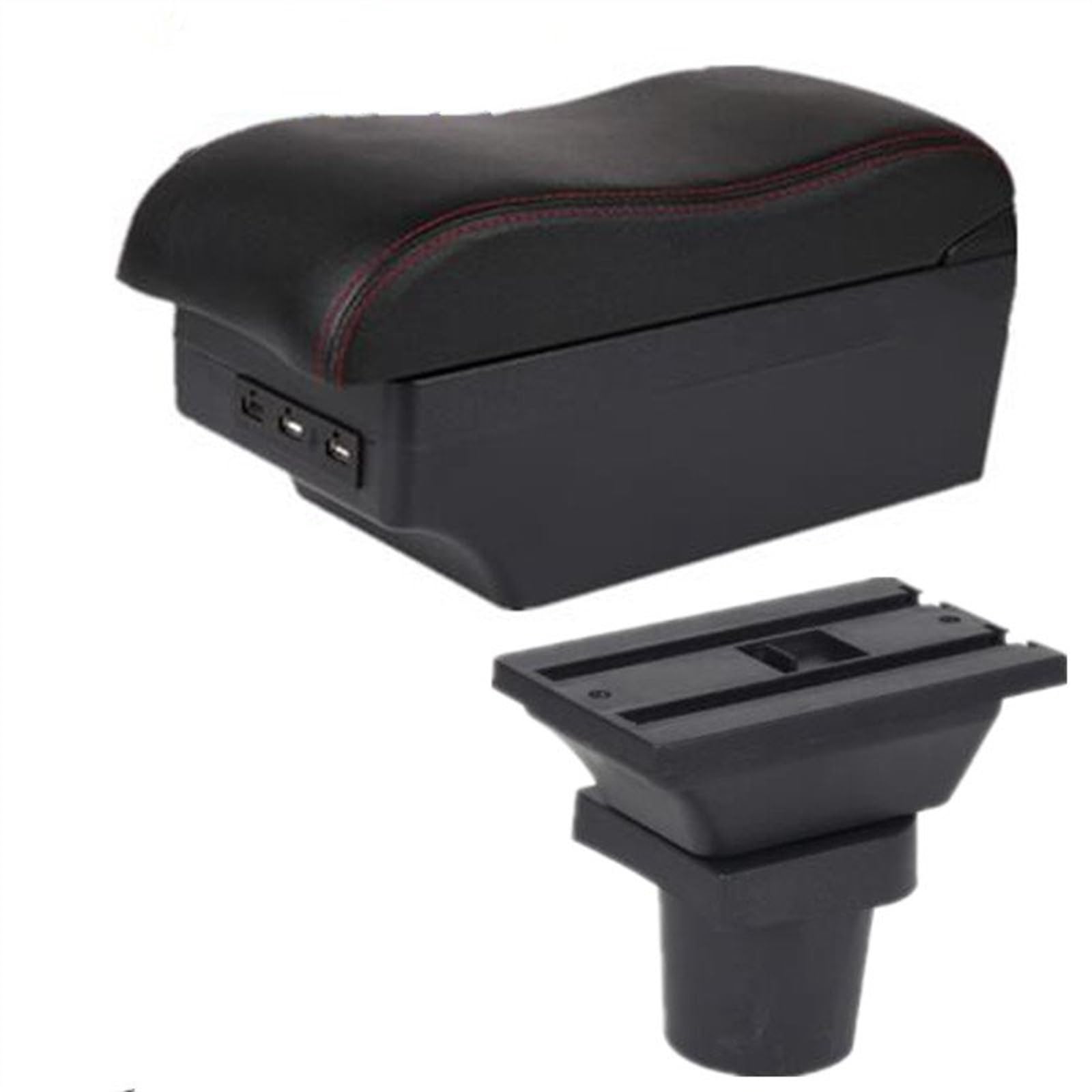 Sitz-Armlehnen-Boxanzug Auto Armlehne Zentrale Lagerung Box für Mit USB Innen Auto Zubehör Armlehne Box für Opel für corsa F 2020-2022(C red line 7USB) von Generisch