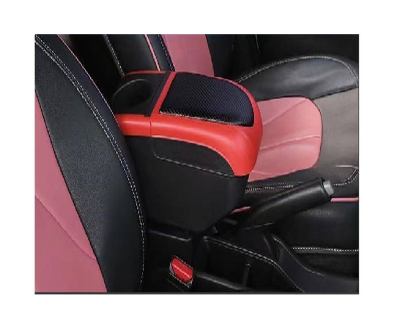 Sitz-Armlehnen-Boxanzug Auto Armlehnenbox Mittelarmlehnenbox Nachrüstung USB Getränkehalter Autoinnenausstattung für Toyota Aygo X 2022(Black-red) von Generisch