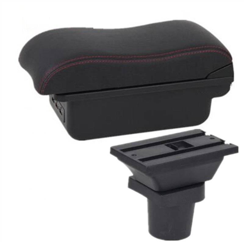 Sitz-Armlehnen-Boxanzug Für Opel für Corsa F 2020 2021 2022 Autoarmlehne Zentrale Aufbewahrungsbox für Mit USB-Innenausstattung Autozubehör Armlehnenbox(C red line 7USB) von Generisch