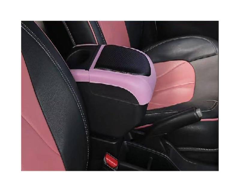 Sitz-Armlehnen-Boxanzug Für Toyota Aygo X 2022 Auto Armlehne Box Zentrale Armlehne Box Nachrüstung USB Tasse Halter Auto Innen(Black-pink) von Generisch