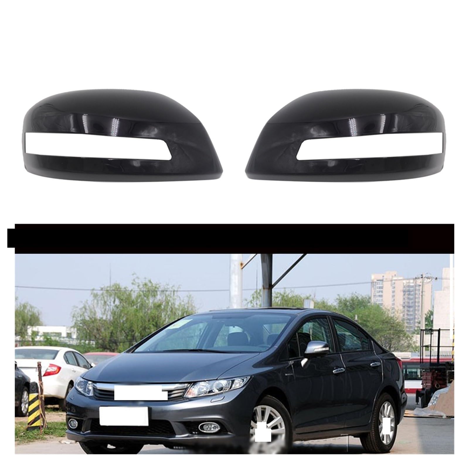 Spiegelgehäuse Für Honda Für CIVIC 2012-2015 Seitenspiegelkappe Außenspiegelgehäuse Auto ohne Lampe Für mit Lichtern Typ Außenrückspiegelabdeckung(Pair-Primer-B) von Generisch