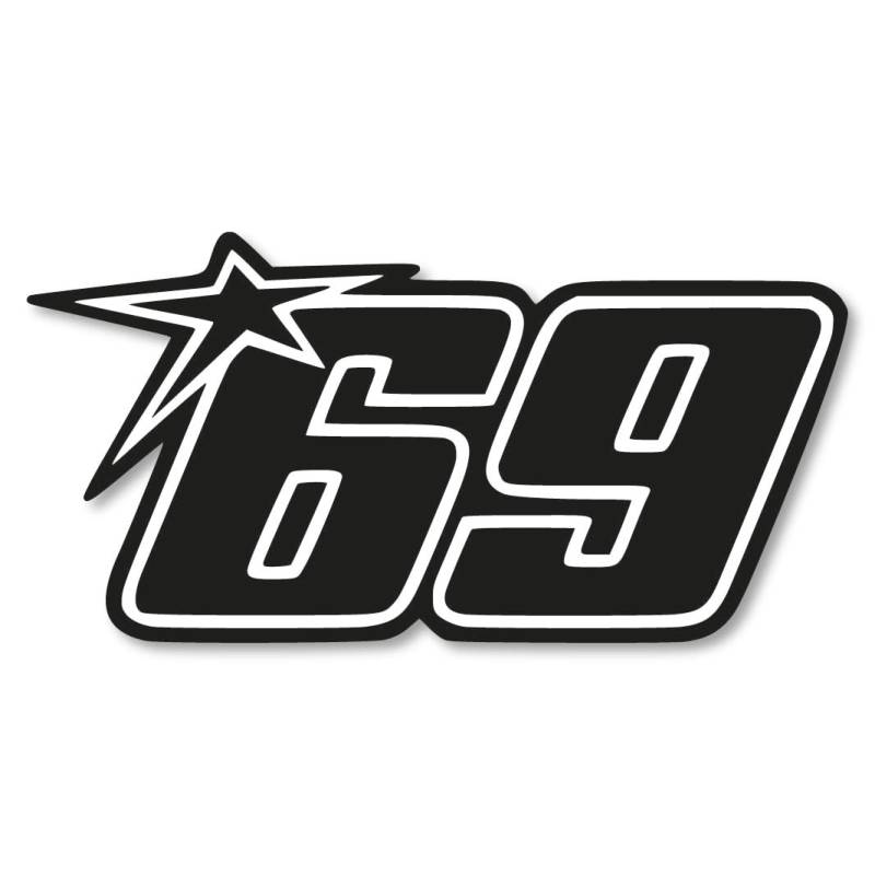 Hayden Startnummer 69 Aufkleber 6 Größen 21 Farben Sticker Racing Bike - Schwarz, Vinyl, Glatte Oberflächen, Motorradaufkleber von generisch