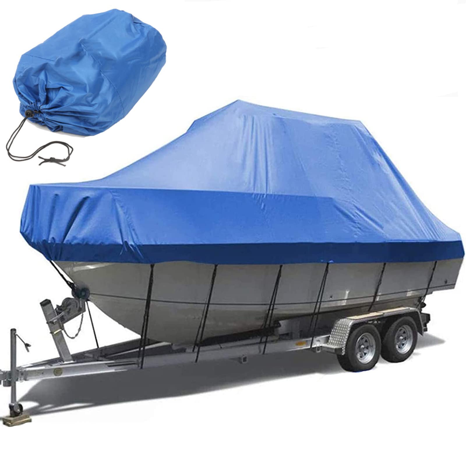 Strapazierfähige 420D wasserdichte Bootsabdeckung, Oxford, Anti-UV-Abdeckung, mit Gurt und Aufbewahrungstasche, perfekt für Mittelkonsole, Boote, langlebiger Schutz und einfache Lagerung von Generisch