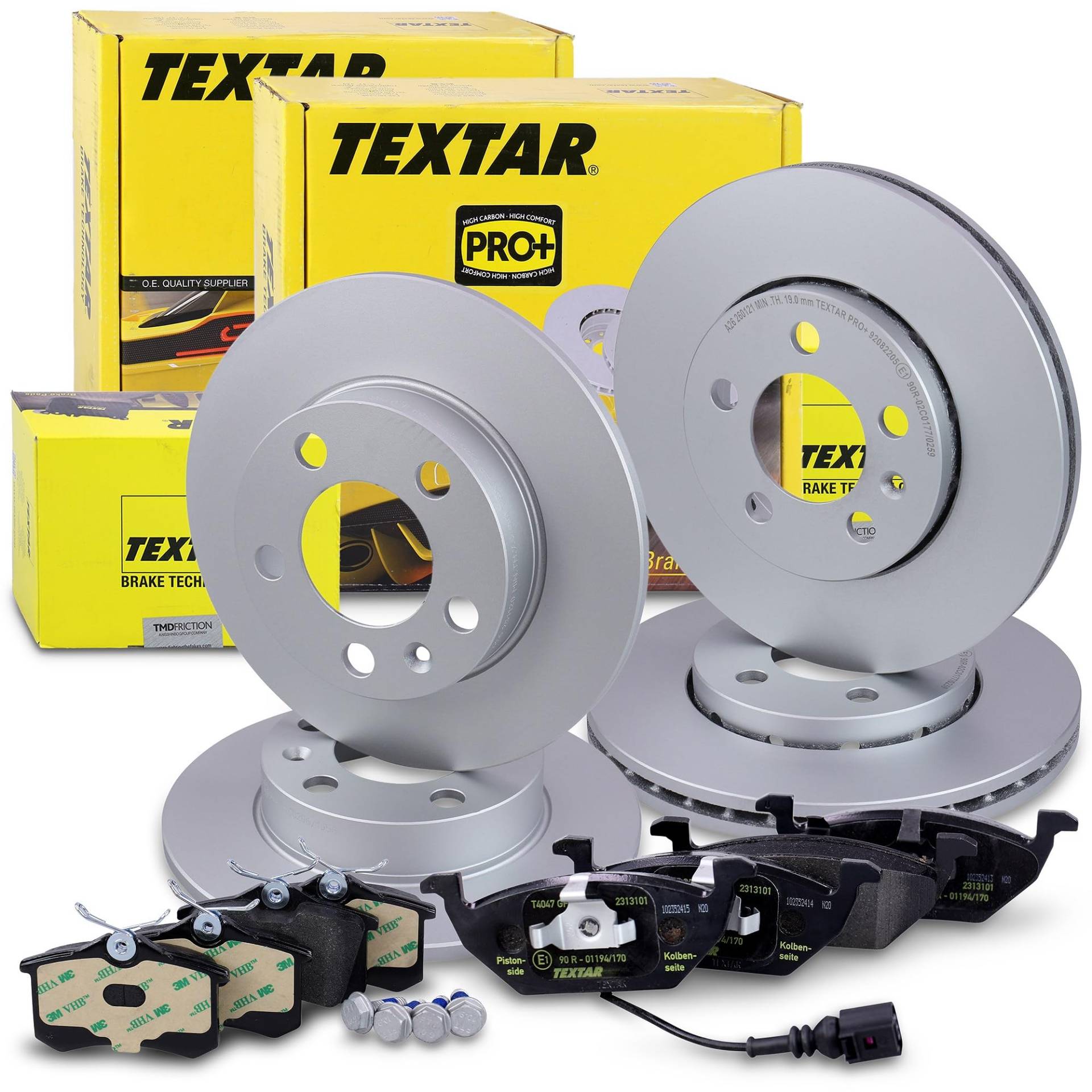 TEXTAR Bremsenset inkl. Bremsscheiben vorne Ø 256 mm außenbelüftet + hinten Ø 230 mm voll und Bremsbeläge vorne + hinten Kompatibel mit AUDI A2, A3, SEAT LEON, SKODA FABIA, OCTAVIA, VW GOLF, POLO TEXTAR Bremsenset inkl. Bremsscheiben vorne Ø 256 mm außenbelüftet + hinten Ø 230 mm voll und Bremsbeläge vorne + hinten Kompatibel mit AUDI A2, A3, SEAT LEON, SKODA FABIA, OCTAVIA, VW GOLF, POLO von Generisch
