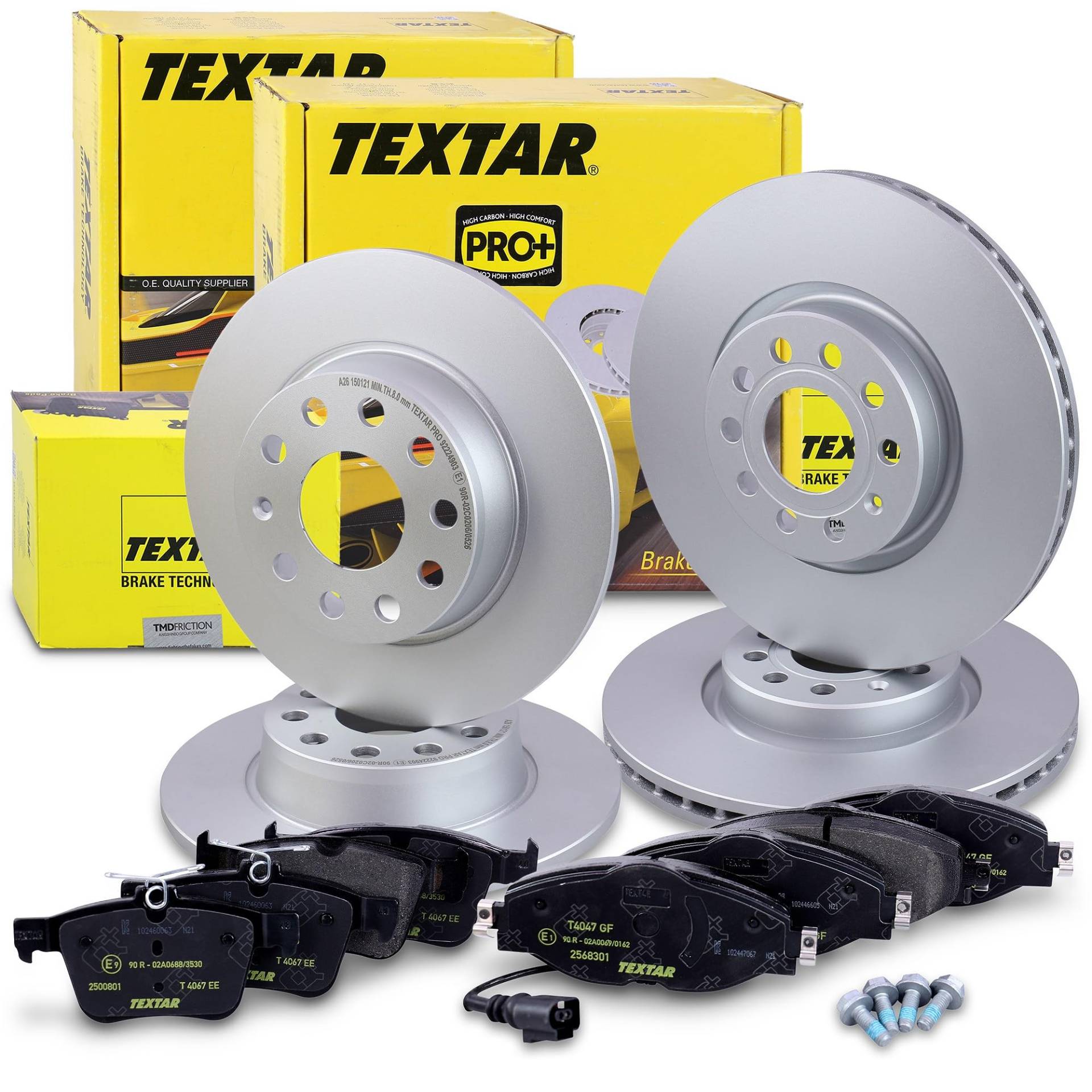 TEXTAR Bremsenset inkl. Bremsscheiben vorne Ø 312 mm innenbelüftet + hinten Ø 272 mm voll und Bremsbeläge vorne + hinten Kompatibel mit AUDI A3, Q2, TT, SEAT LEON, VW GOLF 7, T O U R A N, T-ROC TEXTAR Bremsenset inkl. Bremsscheiben vorne Ø 312 mm innenbelüftet + hinten Ø 272 mm voll und Bremsbeläge vorne + hinten Kompatibel mit AUDI A3, Q2, TT, SEAT LEON, VW GOLF 7, T O U R A N, T-ROC von Generisch