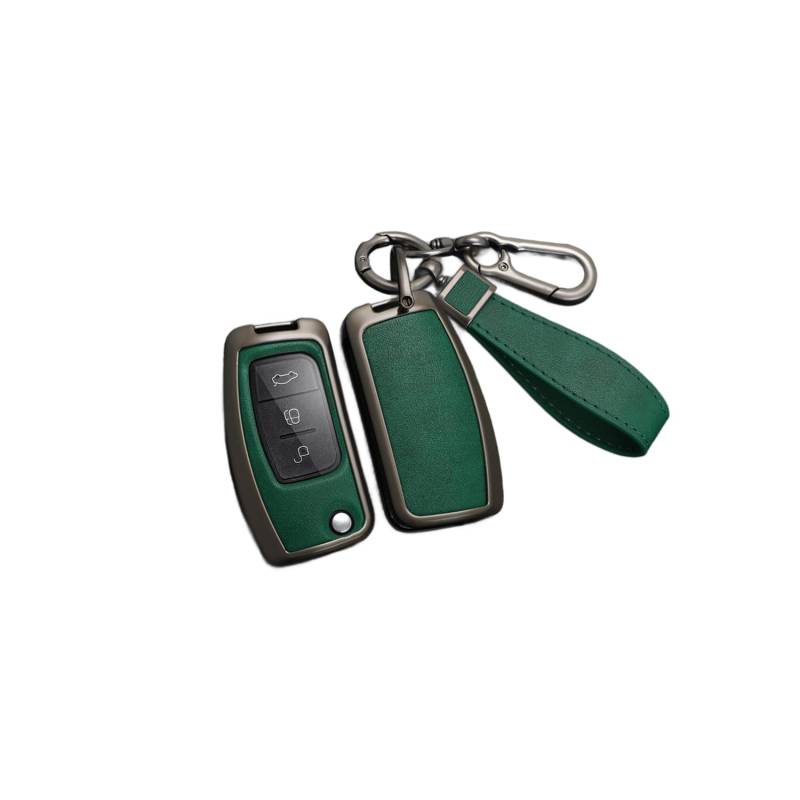TPU Autoschlüssel Hülle passt für Ford Fiesta Focus 2 Ecosport Kuga Escape Falcon B-Max C-Max Eco Sport Galaxy Schlüsselhülle Schutzcover mit Schlüsselanhänger Auto Zubehör,Green-A von Generisch
