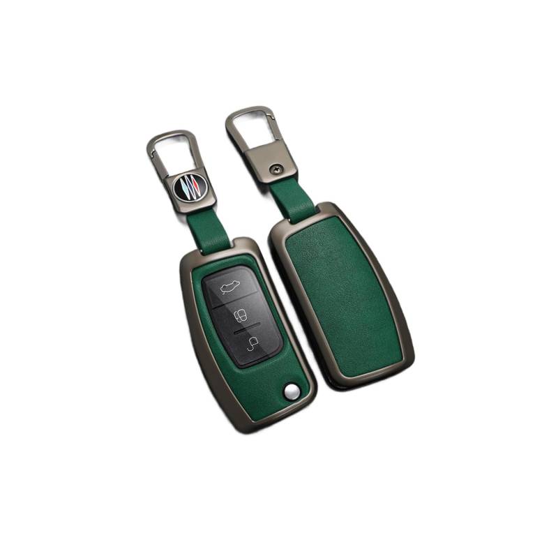 TPU Autoschlüssel Hülle passt für Ford Fiesta Focus 2 Ecosport Kuga Escape Falcon B-Max C-Max Eco Sport Galaxy Schlüsselhülle Schutzcover mit Schlüsselanhänger Auto Zubehör,Green-B von Generisch