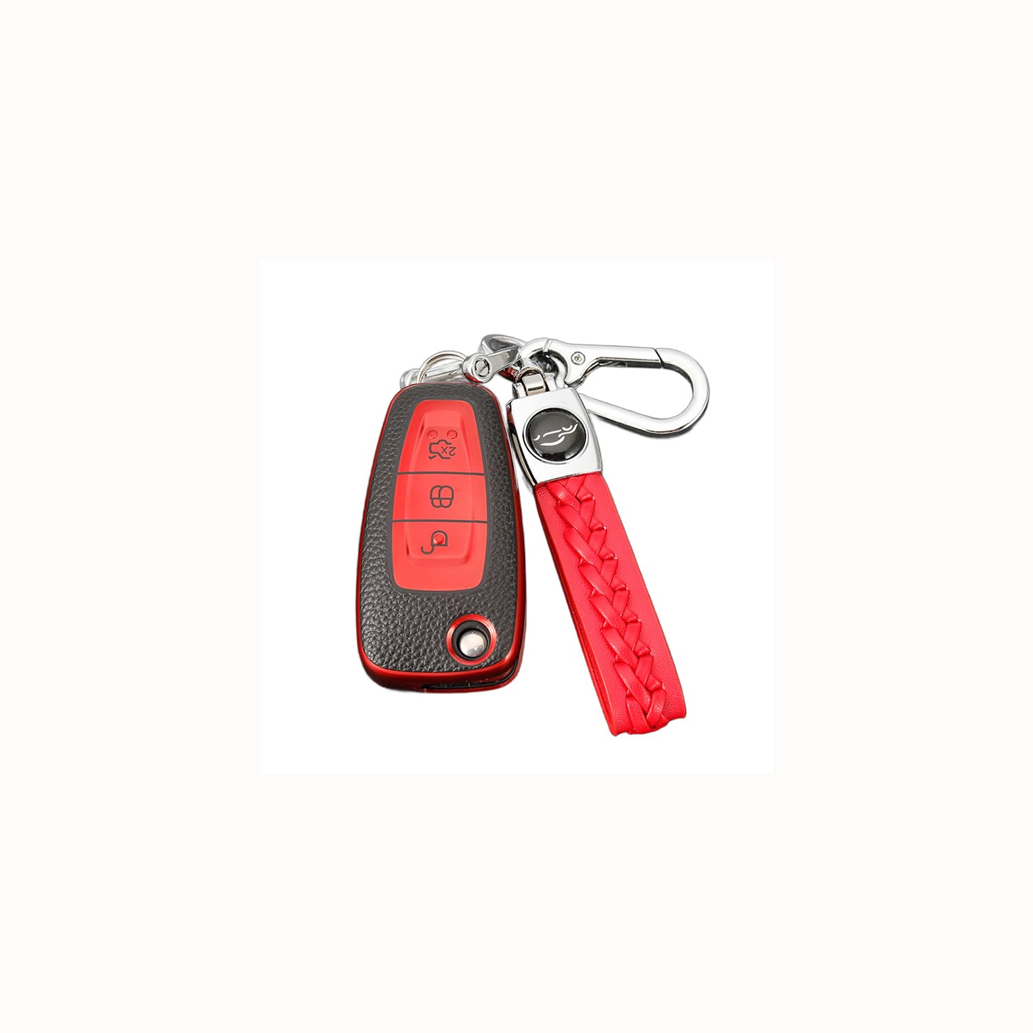 TPU Autoschlüssel Hülle passt für Ford Fiesta Kuga Focus Mondeo Edge Mondeo MK5 Fusion Escort Ecosport Schlüsselhülle Schutzcover mit Schlüsselanhänger Auto Zubehör,Red TPU Autoschlüssel Hülle passt für Ford Fiesta Kuga Focus Mondeo Edge Mondeo MK5 Fusion Escort Ecosport Schlüsselhülle Schutzcover mit Schlüsselanhänger Auto Zubehör,Red von Generisch