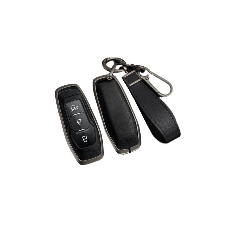 TPU Autoschlüssel Hülle passt für Ford Focus 3 4 ST Mondeo 5 MK5 Mustang F-150 Explorer Edge Fiesta Kuga MK3 Schlüsselhülle Schutzcover mit Schlüsselanhänger Auto Zubehör,Black-A von Generisch