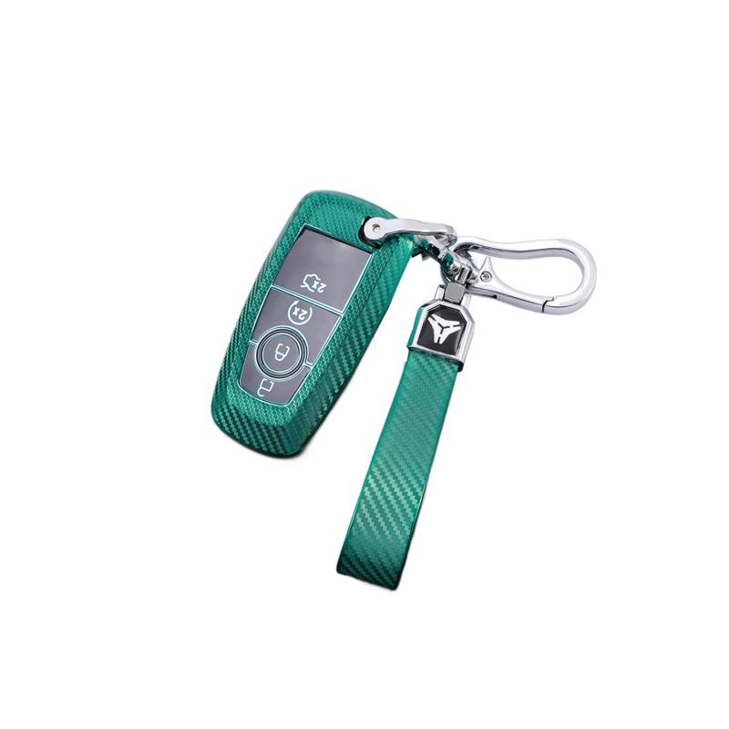 TPU Autoschlüssel Hülle passt für Ford Focus Edge Explorer Fusion Mondeo Mustang Raptor Ecosport Ranger F150 F250 F350 Schlüsselhülle Schutzcover mit Schlüsselanhänger Auto Zubehör,Green-B von Generisch