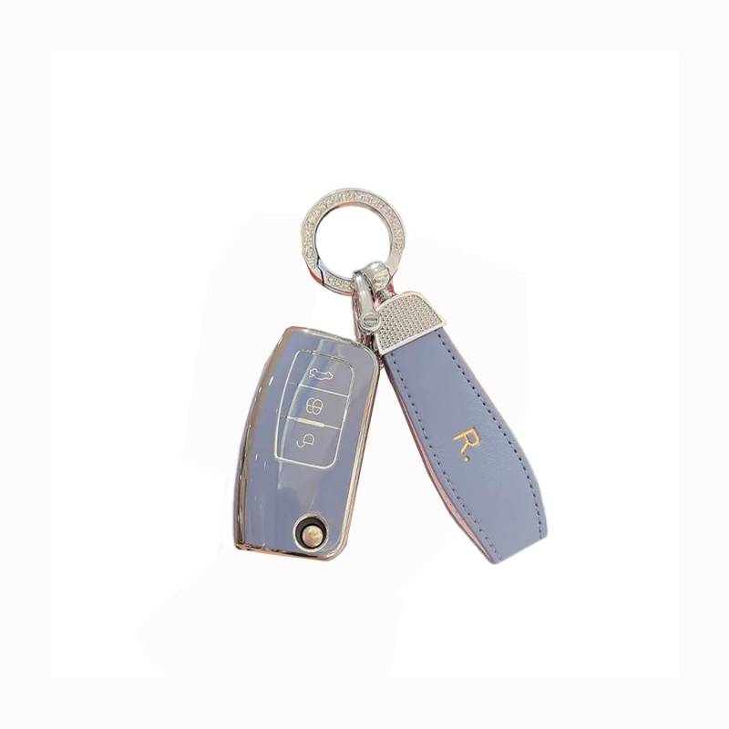 TPU Autoschlüssel Hülle passt für Ford Focus Fiesta Mondeo Galaxy C-Max S-Max B-Max Territory EcoSport Escort Edge Escape Explorer Schlüsselhülle Schutzcover mit Schlüsselanhänger Auto Zubehör,Blue-C von Generisch