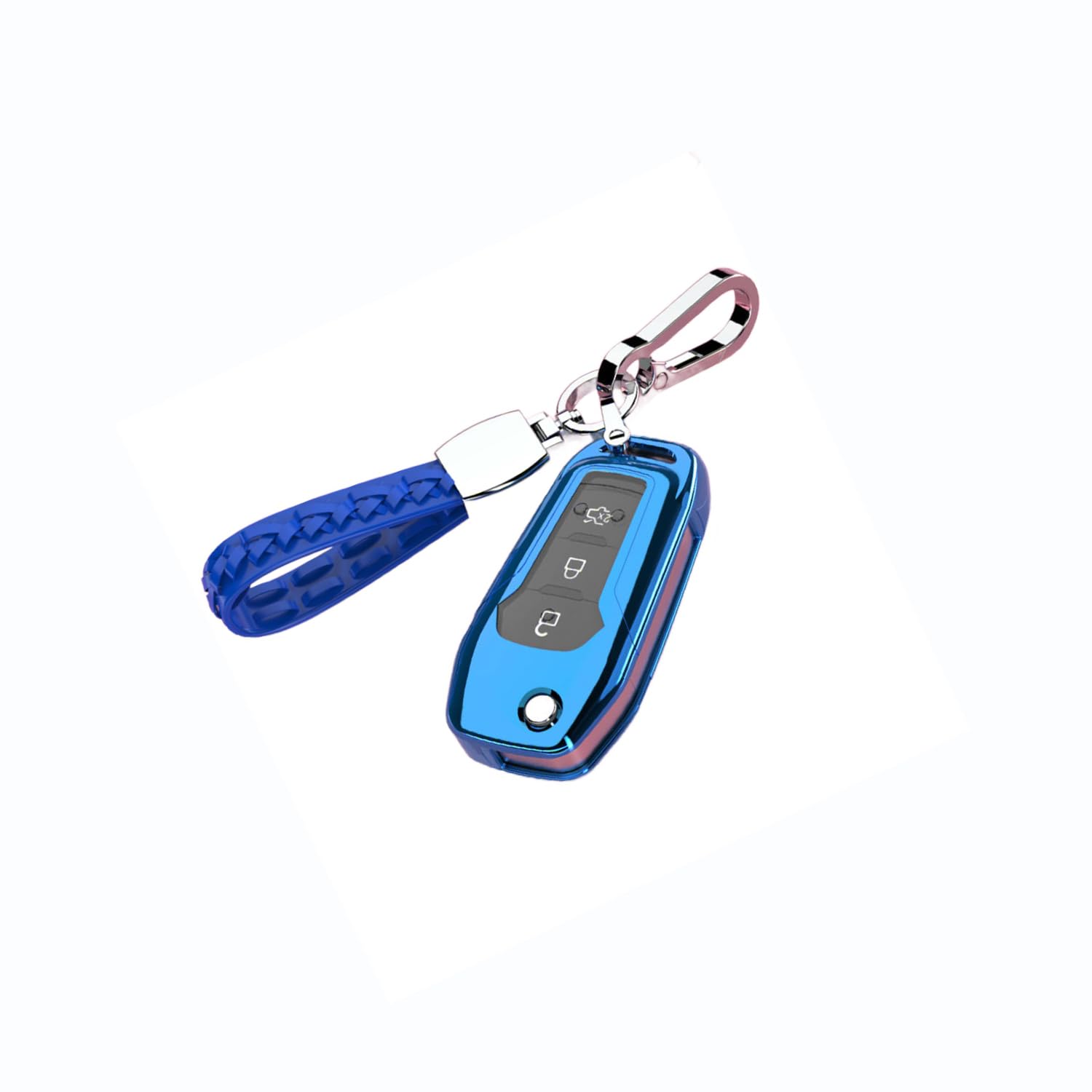 TPU Autoschlüssel Hülle passt für Ford Focus ST Mondeo MK5 Mustang F-150 Explorer Edge Fiesta Kuga MK3 Escape Ecosport Schlüsselhülle Schutzcover mit Schlüsselanhänger Auto Zubehör,Blue TPU Autoschlüssel Hülle passt für Ford Focus ST Mondeo MK5 Mustang F-150 Explorer Edge Fiesta Kuga MK3 Escape Ecosport Schlüsselhülle Schutzcover mit Schlüsselanhänger Auto Zubehör,Blue von Generisch