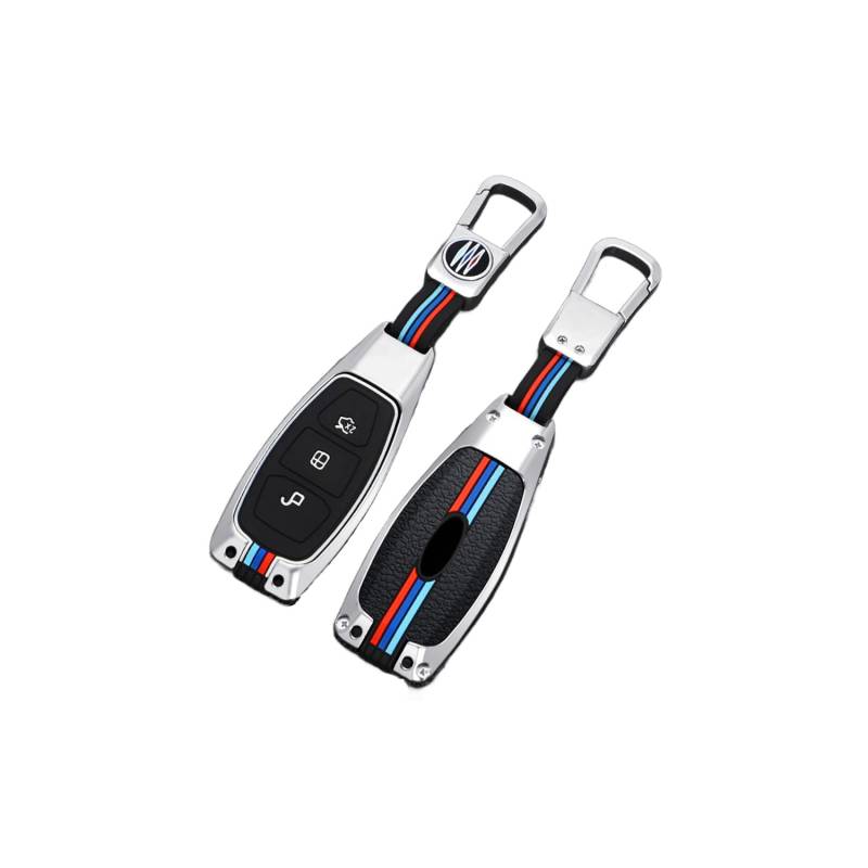 TPU Autoschlüssel Hülle passt für Ford Focus ST Schlüsselhülle Schutzcover mit Schlüsselanhänger Auto Zubehör,Silver von Generisch