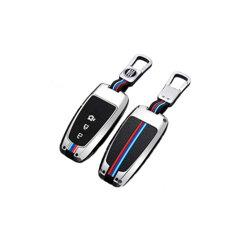 TPU Autoschlüssel Hülle passt für Ford Fusion Mustang Explorer F150 F250 EcoSport Edge S-MAX Ranger Mondeo Fiest Schlüsselhülle Schutzcover mit Schlüsselanhänger Auto Zubehör,Silver-B von Generisch