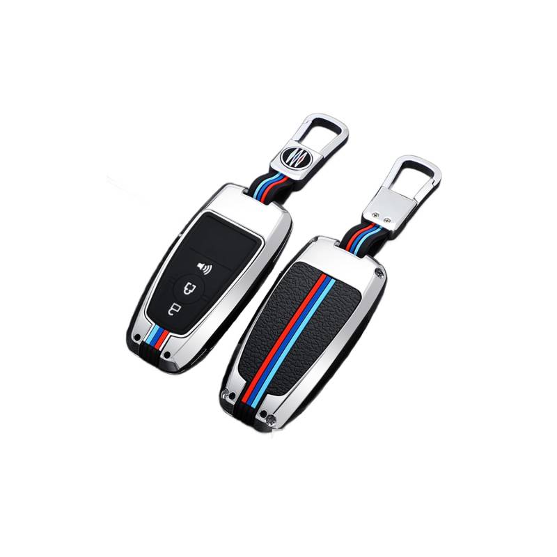 TPU Autoschlüssel Hülle passt für Ford Fusion Mustang Explorer F150 F250 EcoSport Edge S-MAX Ranger Mondeo Fiest Schlüsselhülle Schutzcover mit Schlüsselanhänger Auto Zubehör,Silver-C von Generisch