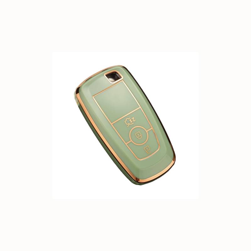 TPU Autoschlüssel Hülle passt für Ford Fusion Mustang Explorer F150 F250 F350 EcoSport Edge S-MAX Ranger Lincoln Mondeo Schlüsselhülle Schutzcover mit Schlüsselanhänger Auto Zubehör,Green von Generisch