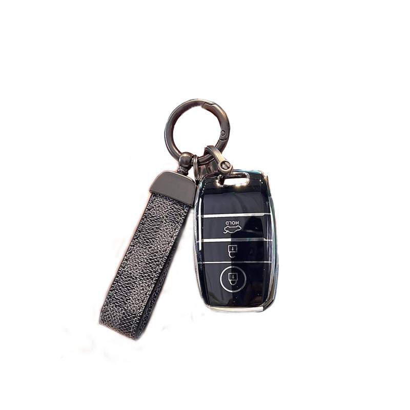 TPU Autoschlüssel Hülle passt für Kia K3 K4 KX1 KX3 KX5 SportageR Sorento Schlüsselhülle Schutzcover mit Schlüsselanhänger Auto Zubehör,Black-A von Generisch