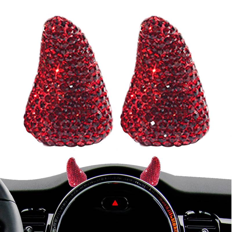 Teufelshörner Auto Aufkleber | 3D Teufel Stier Horn Auto Innendekoration Aufkleber - Strass Aufkleber für Auto Lenkrad Armaturenbrett Auto Dekoration Auto Innenraum Zubehör von Generisch