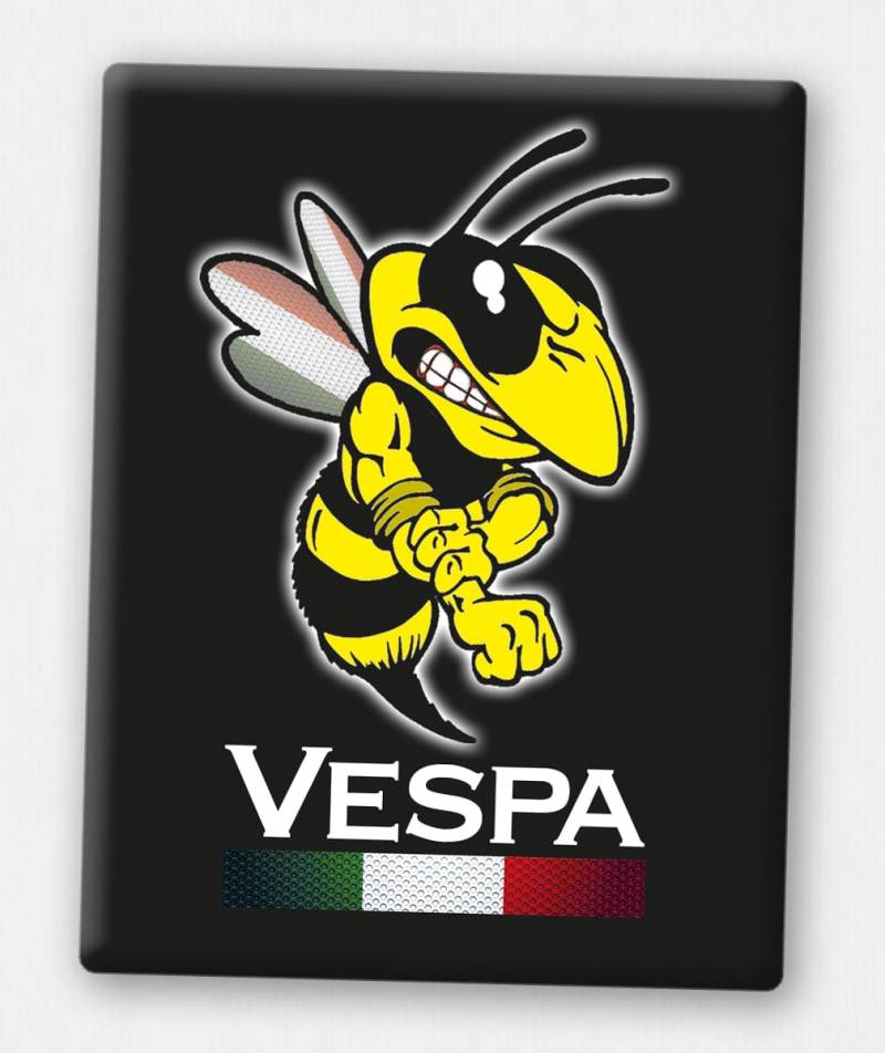 Vespa Emblem - Front-Emblem für Vespa Piaggio Kaskade - 3D-Doming Aufkleber von V.Sticker.com - VP-224 Angry-Wasp-Black-Italia von Generisch