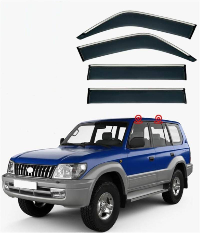 Windabweiser Für Land Cruiser Prado FJ90 MK2-J90 1997-2001 Fensterblenden Regenschutz Windows Regenschutz Deflektor Markise Schild Schutz Auto Regenschutz Auto Windabweiser von Generisch