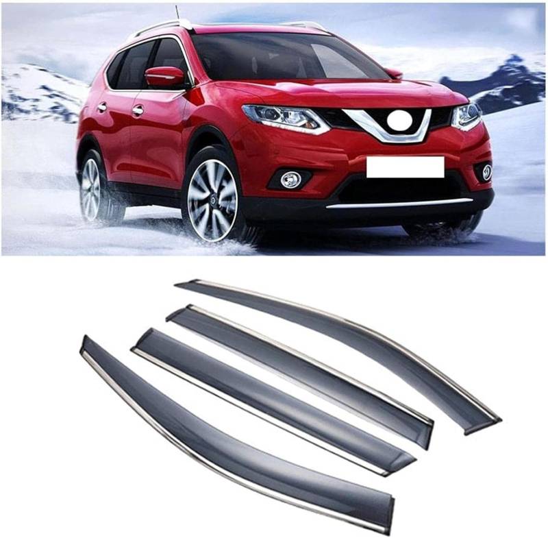 Windabweiser Für Nissan Für X-Trail 2014-2020 Auto-Windabweiser Fensterblenden Galvanisiertes Metallfenster Regenschutz Deflektor Markise Schildschutz von Generisch