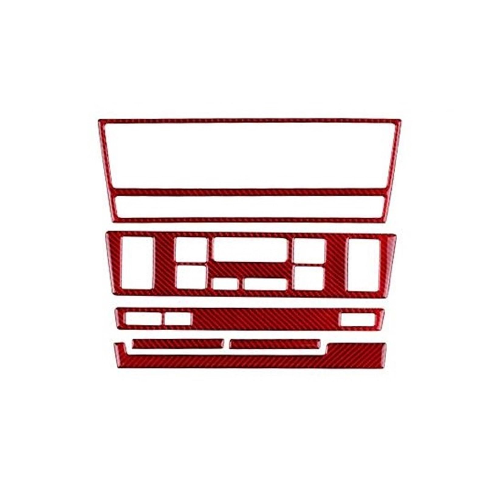 Zierleiste Hinten Luft Auto-Klimaanlage für AC-CD-Panel für Sitzheizung, Innenverkleidung, Dekor, Carbon-Look-Aufkleber, für 5er-Serie M5 E39 1998–2003(Rot,RHD) von Generisch