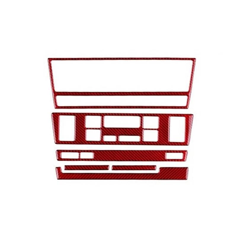 Zierleiste Hinten Luft Auto-Klimaanlage für AC-CD-Panel für Sitzheizung, Innenverkleidung, Dekor, Carbon-Look-Aufkleber, für 5er-Serie M5 E39 1998–2003(Rot,RHD) von Generisch