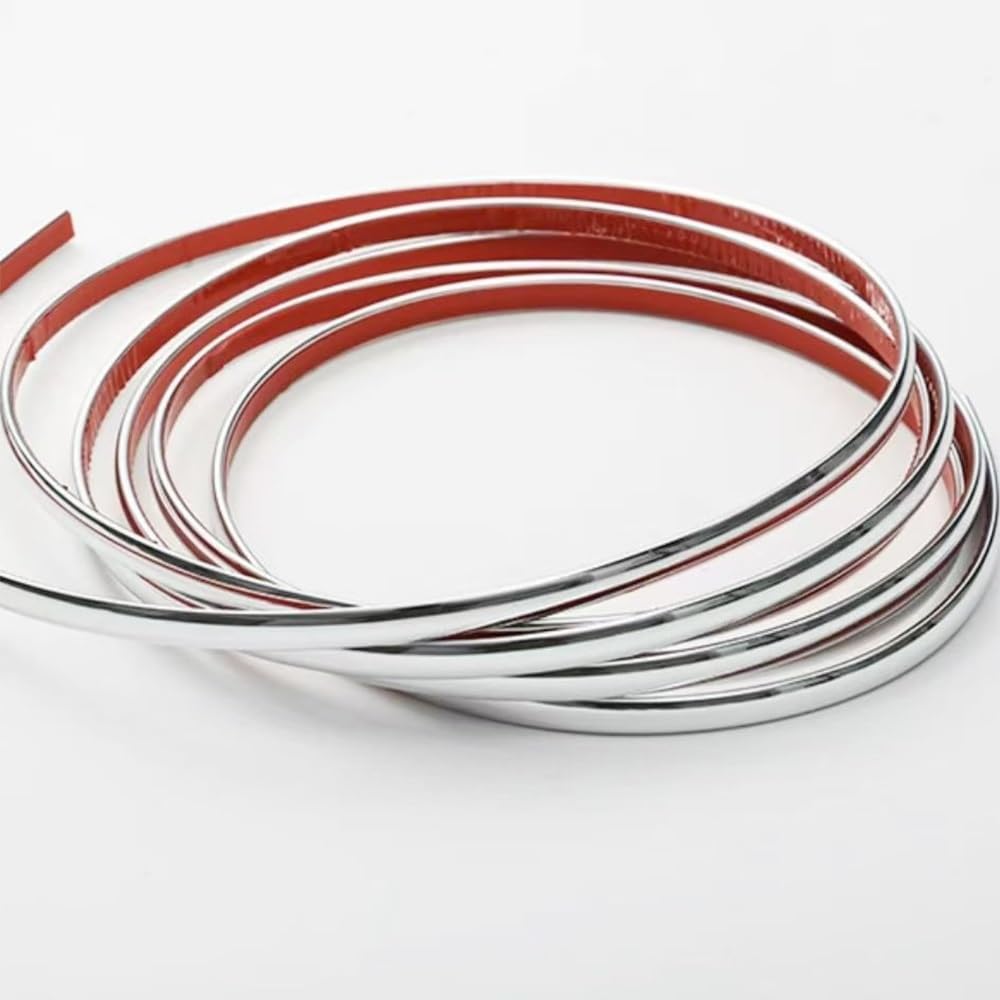 Zierleiste Selbstklebend Universal Auto Kontur Leisten Flexibel Car Leiste Stoßstange Trim Strip Protection Glänzendes Rot Schwarz Silber (Silber, 25mm) von Generisch