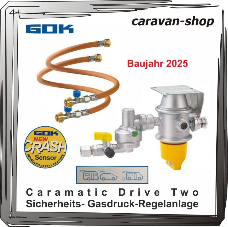 Zweiflachenanlage Drive 30mbar horizontal + Schlauch Caravan Crash-Sensor Gas Drive Two Set Hochdruckschlauch von Generisch