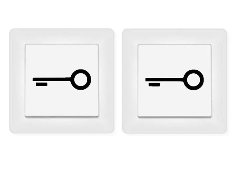 generisch 2X Schlüssel Aufkleber Schalteraufkleber Symbol Schalter sperren Türe (246/2/4) (Weiß Glanz, 4,5 x 1,5 cm) von generisch