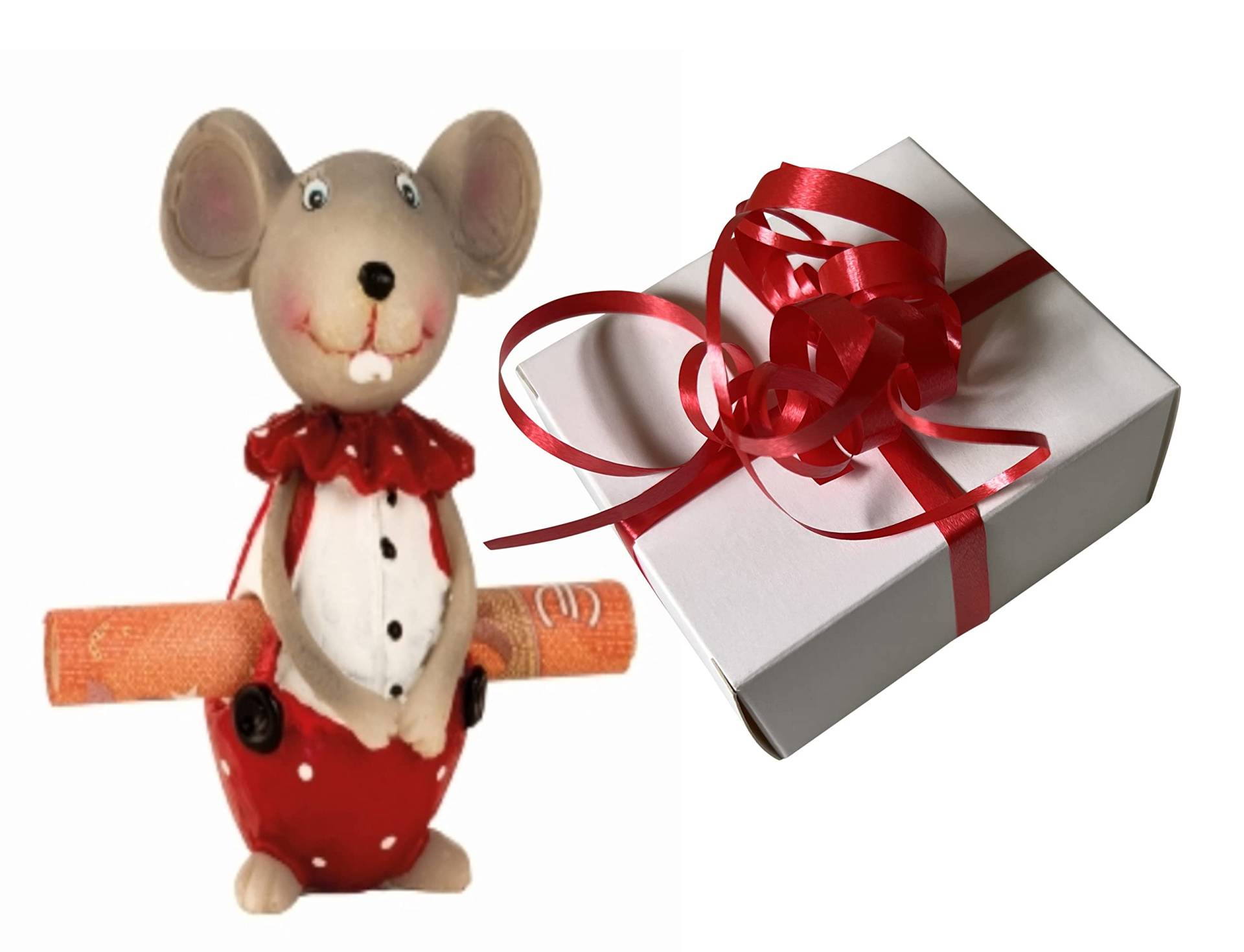 hegehof Geldgeschenk Geldhalter Maus, mit Geschenkschachtel und Geschenkband, 3 teiliges Set, Geldrollenhalter, Geschenkidee für jeden Anlass von Generisch